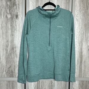 Simms Fishing Hooded Top Size M Insect Shield 1/2 Zip Stretch Performance